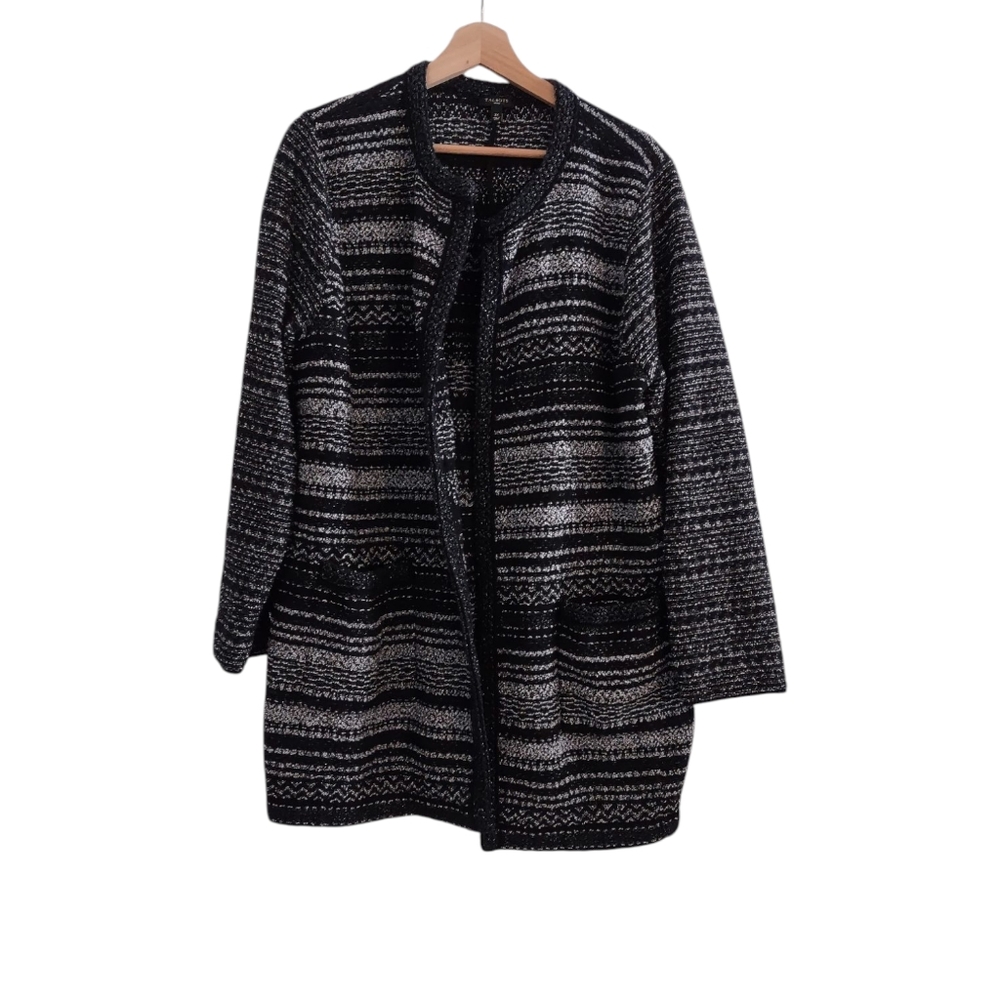 Talbots Striped Glitter Long Cardigan